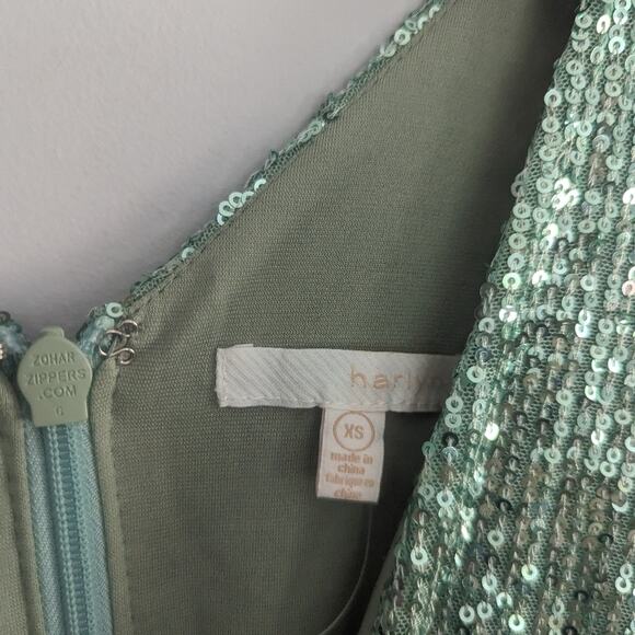 Women's Harlyn Mint Blue Sequin Dress XS Faux Wrap Front Cocktail Formal - Picture 8 of 8